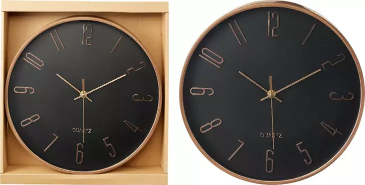 Seinäkello musta 30,5cm - Seinäkellot - 8721037987486 - 1