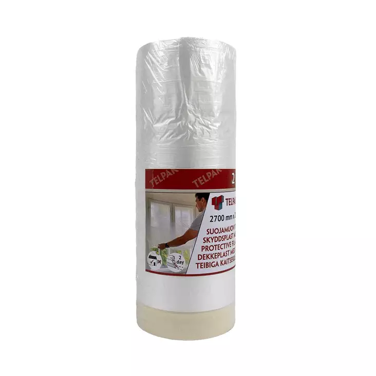 Suojamuovi teipillä 2700mm 20m - Rakennusmuovit ja -paperit - 6430011022786 - 1