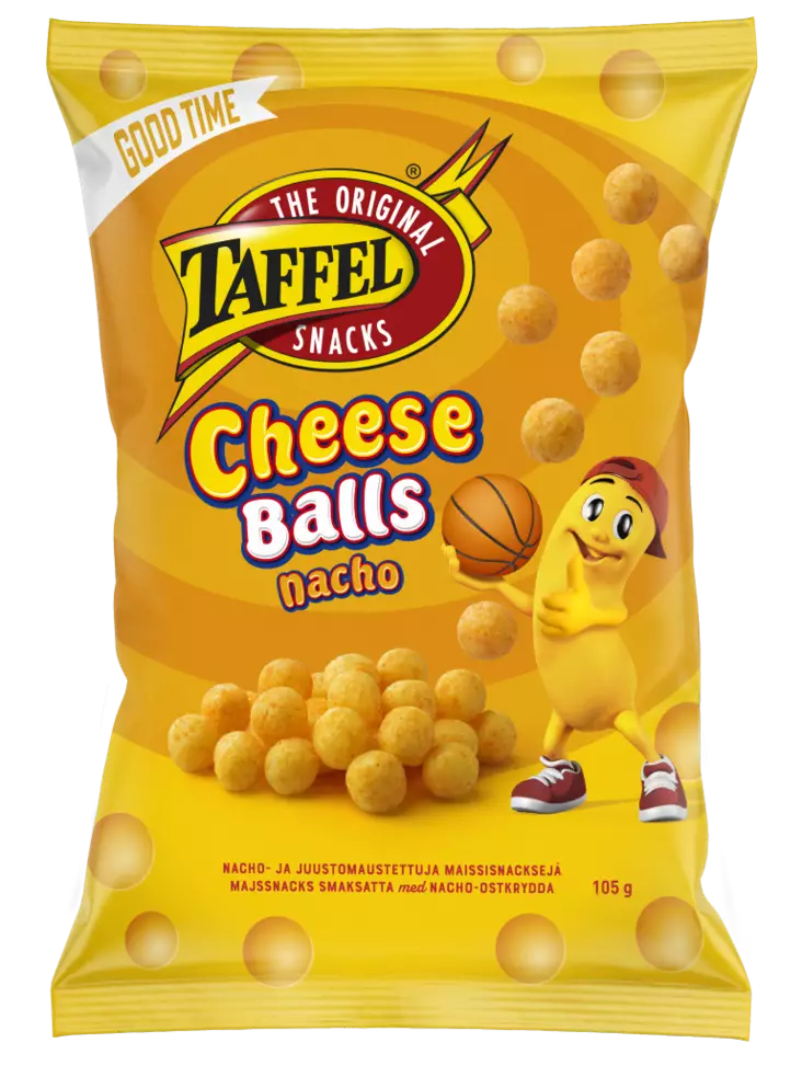 Taffel cheese balls nacho 105g - Sipsit, snacksit ja pähkinät - 6410380052416 - 1