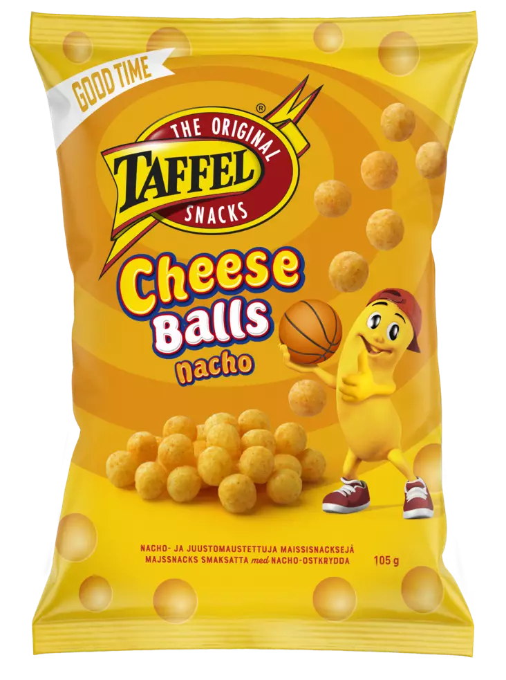 Taffel cheese balls nacho 105g - Sipsit, snacksit ja pähkinät - 6410380052416 - 1