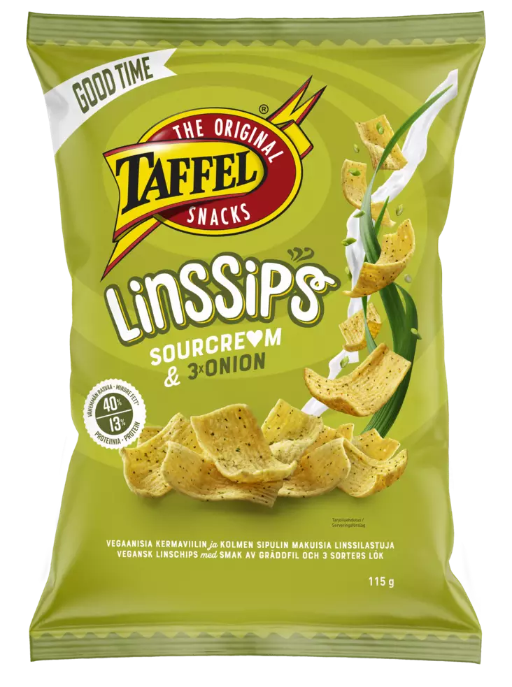 Taffel linssisipsi sourcream/3onion - Sipsit, snacksit ja pähkinät - 6410380052256 - 1