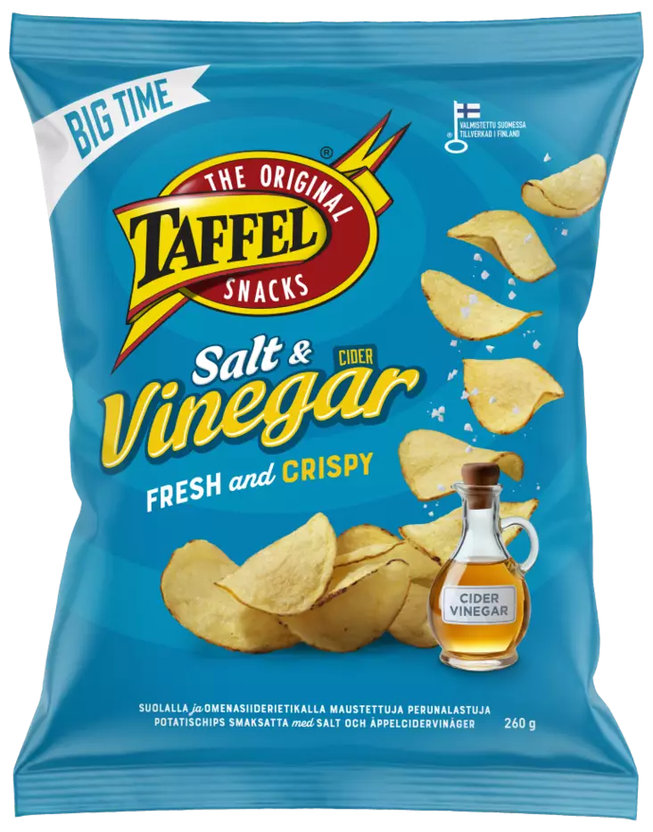 Taffel Salt&Vinegar 260g - Sipsit, snacksit ja pähkinät - 6410380041786 - 1