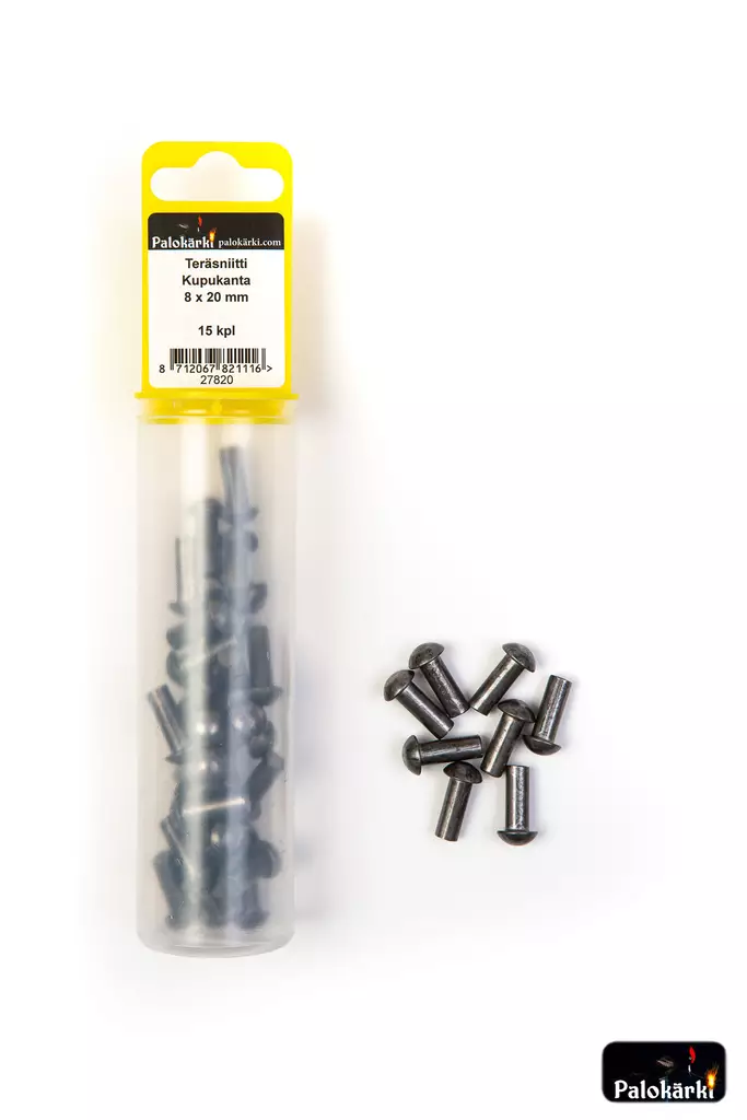 Teräsniitti kupukanta 8x20mm 15kpl - Niitit ja hakaset - 8712067821116 - 1