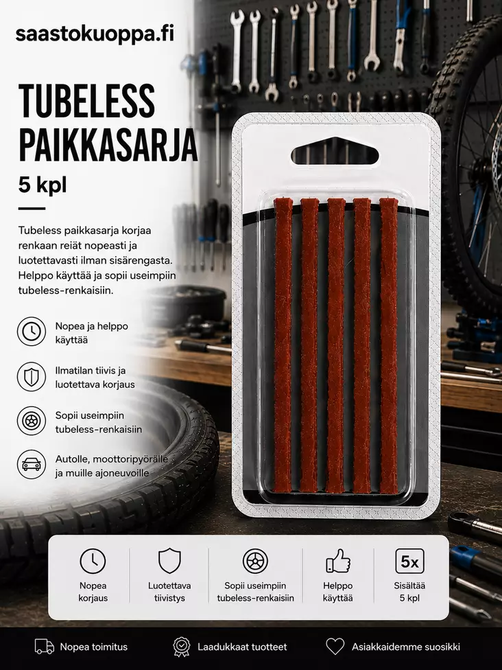 Tubeless paikkasarja 5kpl - Renkaanvaihto ja rengastarvikkeet - 6438159899666 - 1