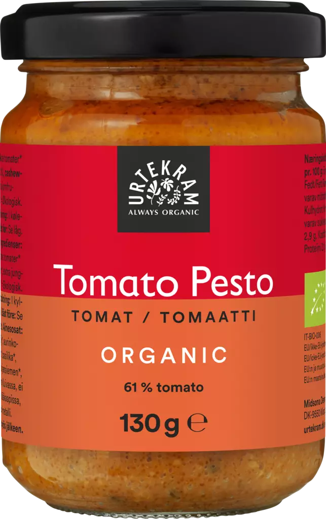 Urtekram tomaatti pesto 130g - Majoneesit,maustekastikkeet ja tahnat - 5765228397336 - 1