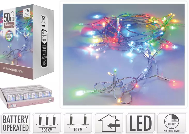 Valonauha 50 led moniv ajastin paristok. - Jouluvalot - 8719202599756 - 1