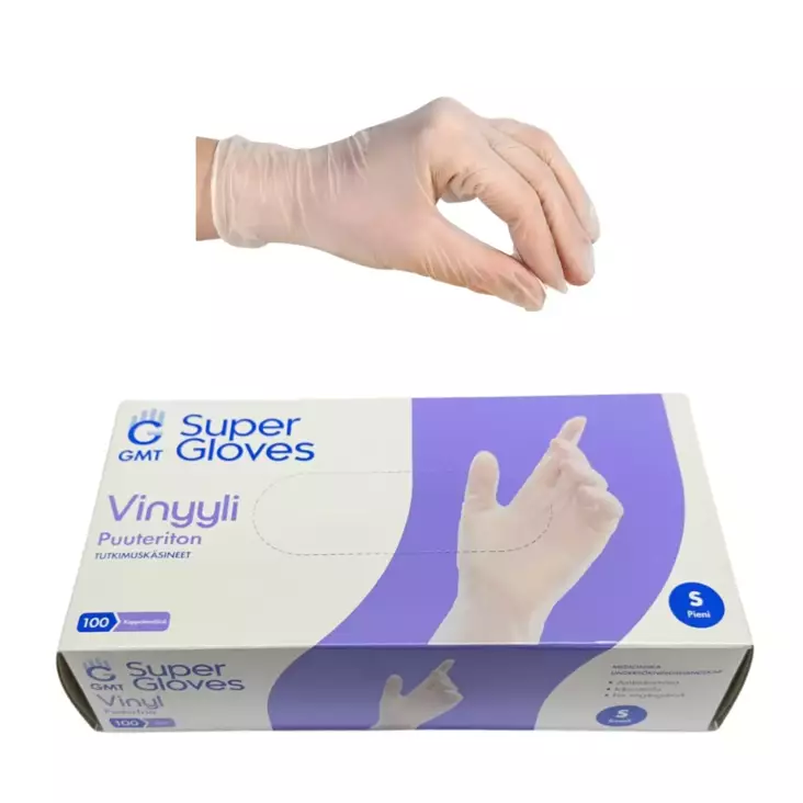 VINYYLIKÄSINE S 100kpl/pkt Kertakäyttöinen kumihanska - Suojakäsineet - 6438159088046 - 1