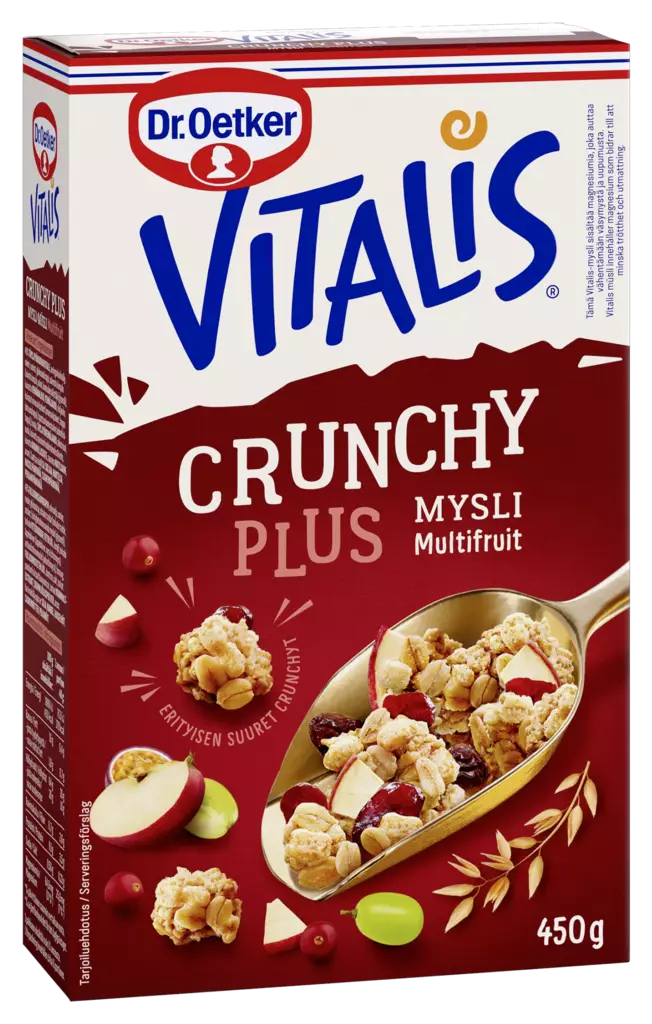 Vitalis crunchy mysli multifruit 450g - Murot, myslit ja hiutaleet - 5701073028636 - 1