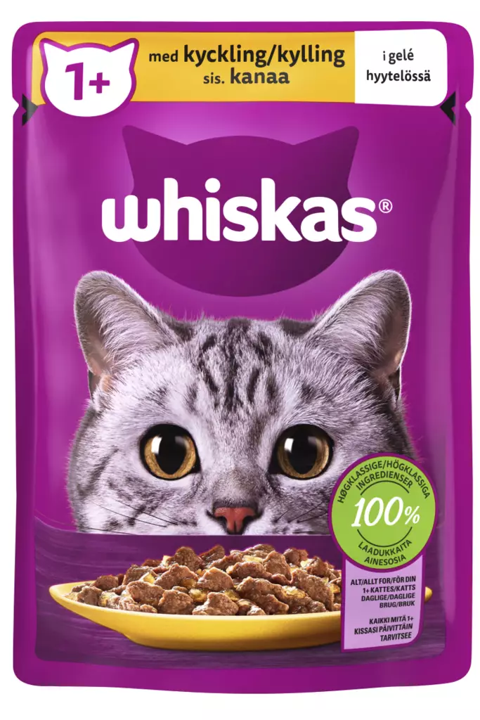 Whiskas 1+ Kanaa Hyytelössä 85g - Kissan märkäruoat - 3065890155596 - 1