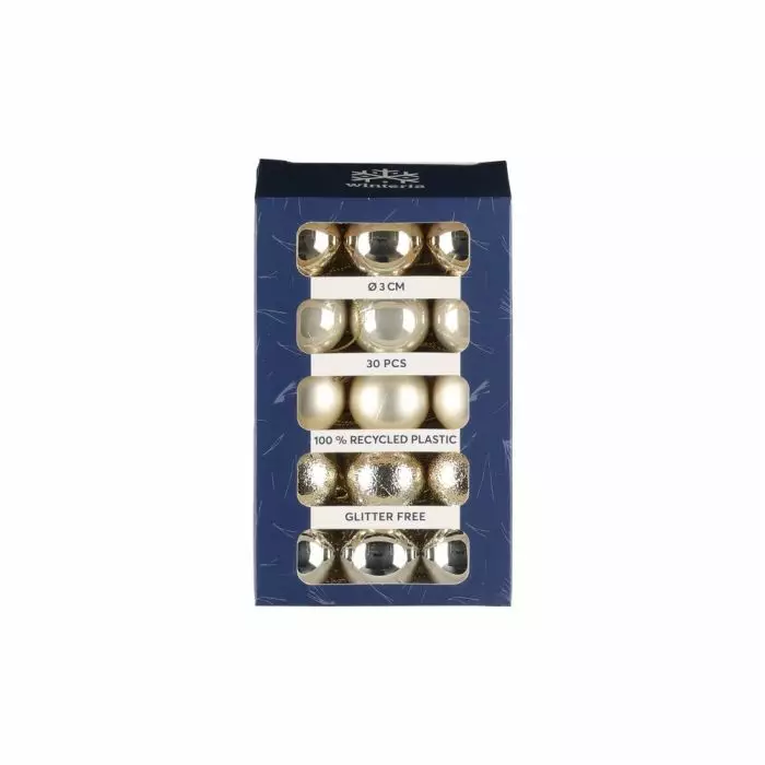 Winteria kuusenpallo 3cm 30kpl shampanja - Joulukoristeet - 6410416370606 - 1