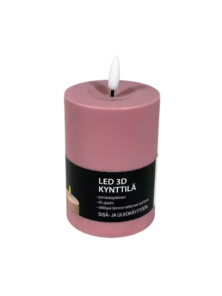 3D Led kynttilä 7,5x12,5cm vaaleanpunain - Led-kynttilät - 6438506003067 - 2