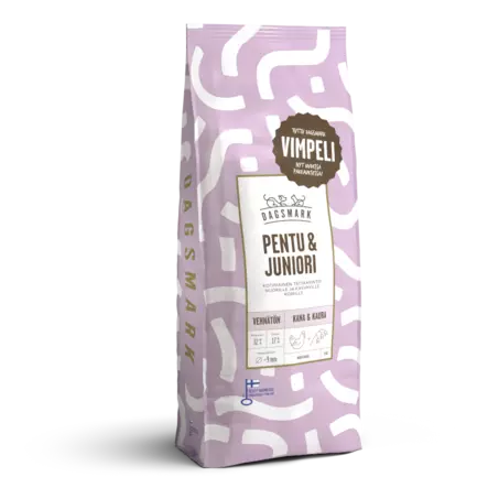 Dagsmark pentu ja juniori koiran kuivaruoka 2kg vehnätön kana-kaura - Koiran kuivaruoat - 6430066383887 - 2