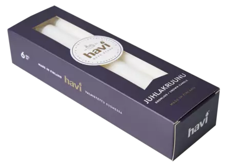 Havi juhlakruunukynt. 24cm 6kpl valk. - Kruunu- ja antiikkikynttilät - 6411631817167 - 1