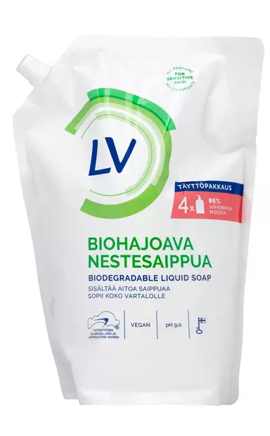 LV biohajoava Nestesaippua 1,2l täyttöpu - Suihkugeelit- ja saippuat - 6414505160277 - 1