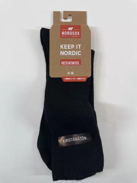 Nordsox merinovillasukka black 41-45 - Miesten alusasut - 6438159061957 - 1