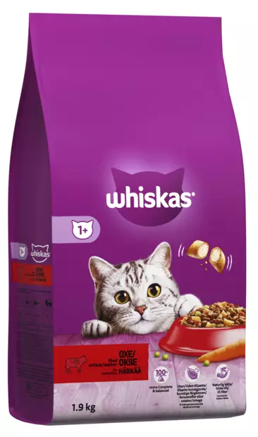Whiskas 1+ Härkää 1,9kg - Kissan kuivaruoat - 5900951305627 - 2