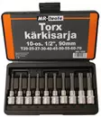Kärkihylsysarja torx 10-os. 1/2",90 mm T20-70 - Hylsysarjat - 6430032155777 - 1
