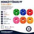 Monikäyttönaru PP 3mm 50m sin. - Narut ja köydet - 6438159247047 - 1
