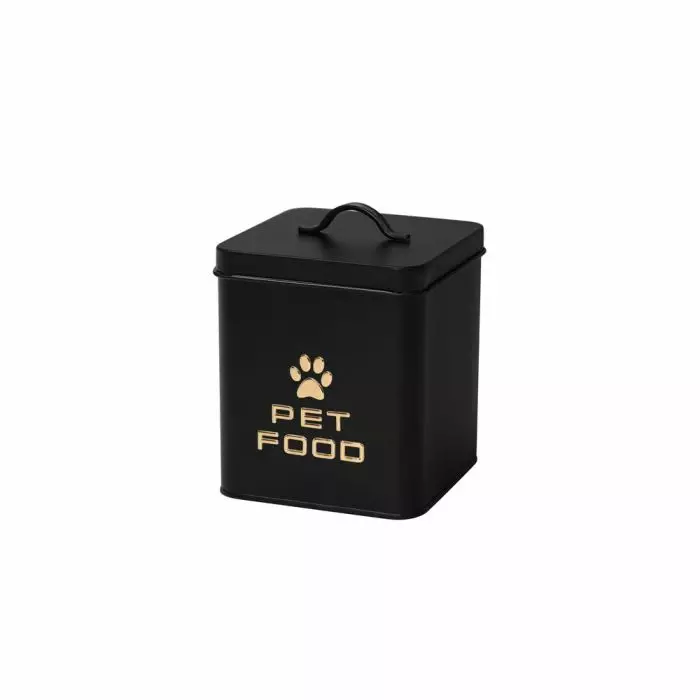 4Living Lemmikin ruokalaatikko Tassu musta kultaisella logolla 14,5x14,5x18,5 cm - Koiran tarvikkeet - 6410416529547 - 1