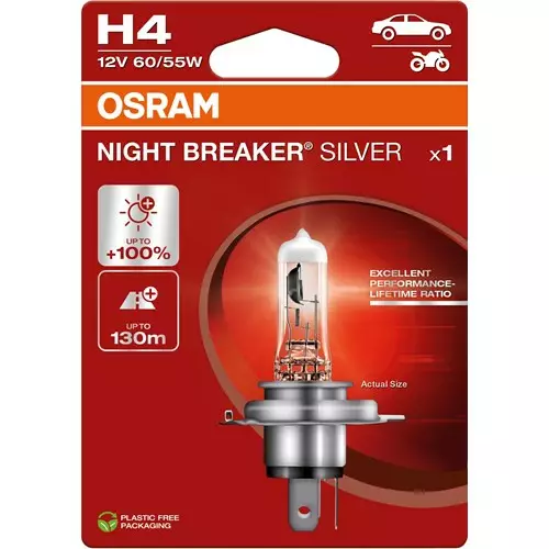 Osram polttimo H4 12V silver night break - Halogen ajovalot ja polttimot - 4062172395687 - 1