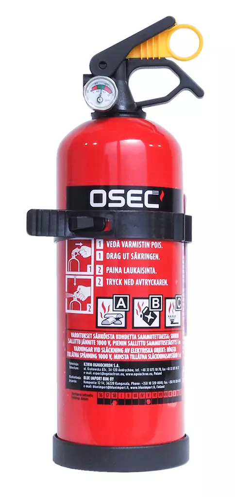 Osec jauhesammutin 1 kg, 8a/34b/c - Palosammuttimet ja -peitteet - 6430058411437 - 1