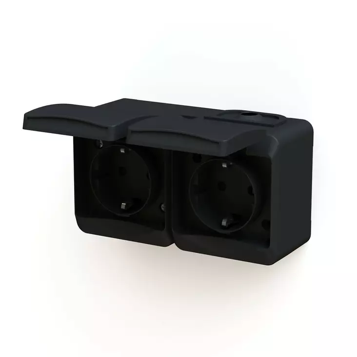 Harju Hiili pistorasia 2-os. pinta IP44 - Pistorasiat - 6438140197207 - 1