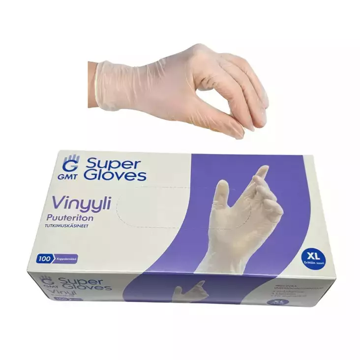 VINYYLIKÄSINE XL 100kpl/pkt Kertakäyttöinen kumihanska - Suojakäsineet - 6438159088077 - 1