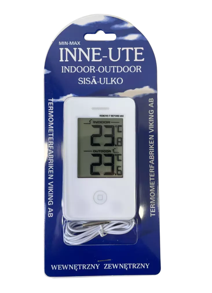 Digitaalimittari In/Out valk. 108x64mm - Lämpömittarit - 7316040002137 - 1