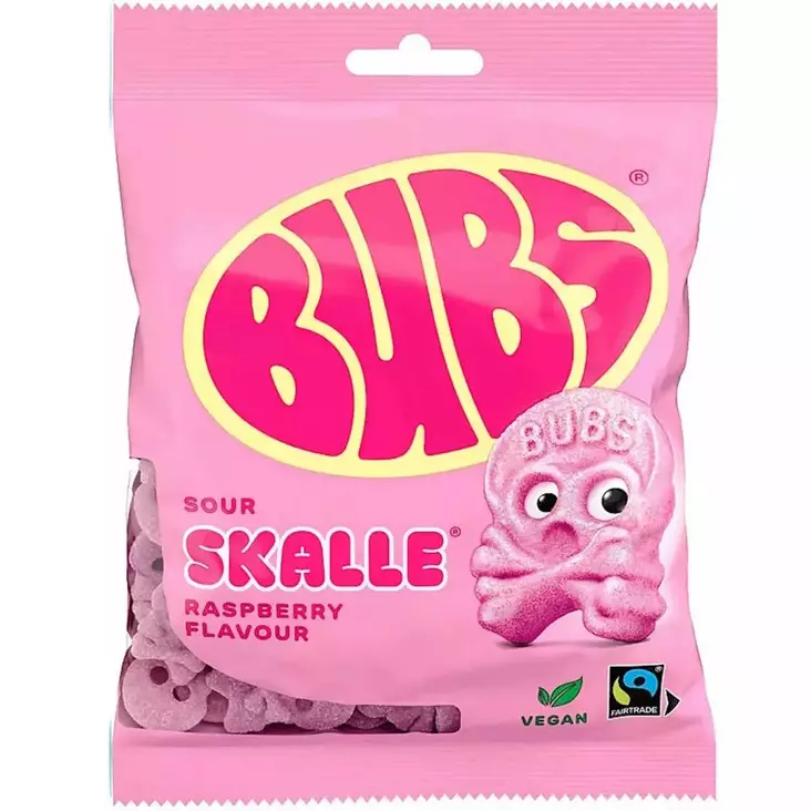 Bubs Vadelma pääkallot 90g - Karkit - 7393077181707 - 1