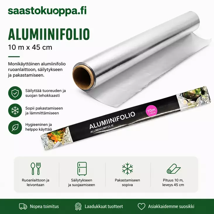 Alumiinifolio 10mx45cm - Foliot - 6438159896467 - 1