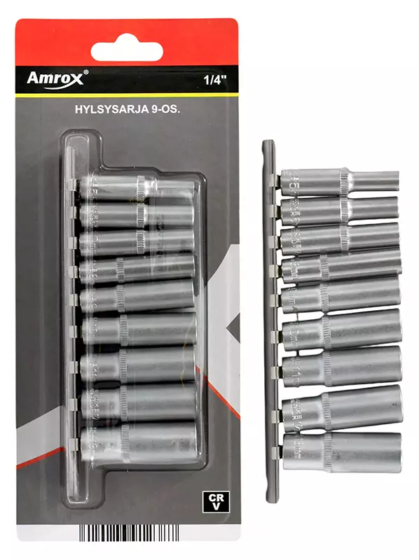 Amrox pitkä hylsys.1/4" 9-os. - Hylsysarjat - 6420286912387 - 1