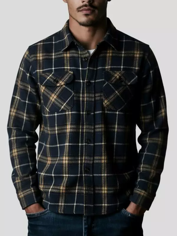 Berns flanellipaita ruudullinen navy 3XL - Miesten paidat ja puserot - 7330564132637 - 1