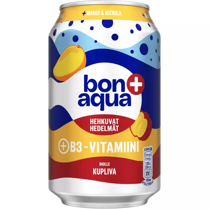 Bonaqua hehkuvat hedelmät 0,33l/tölkki - Lähdevedet ja kivennäisvedet - 6415600592277 - 1