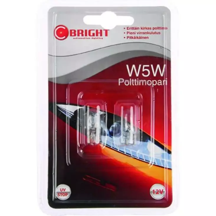 C-BRIGHT polttimo W5W T10 12V 5W 2KPL - Halogen ajovalot ja polttimot - 6438255922817 - 1