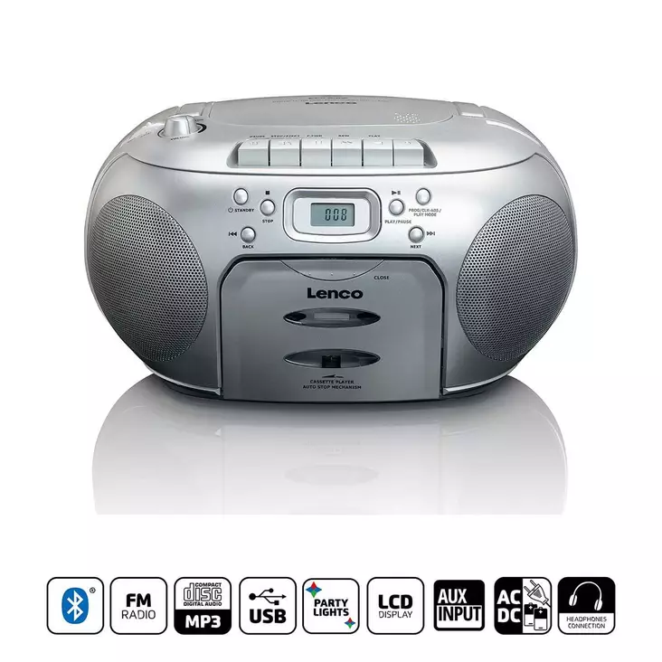 Cd-soitin lenco radiolla hopea - Radiot, soittimet ja radiopuhelimet - 8711902035077 - 1
