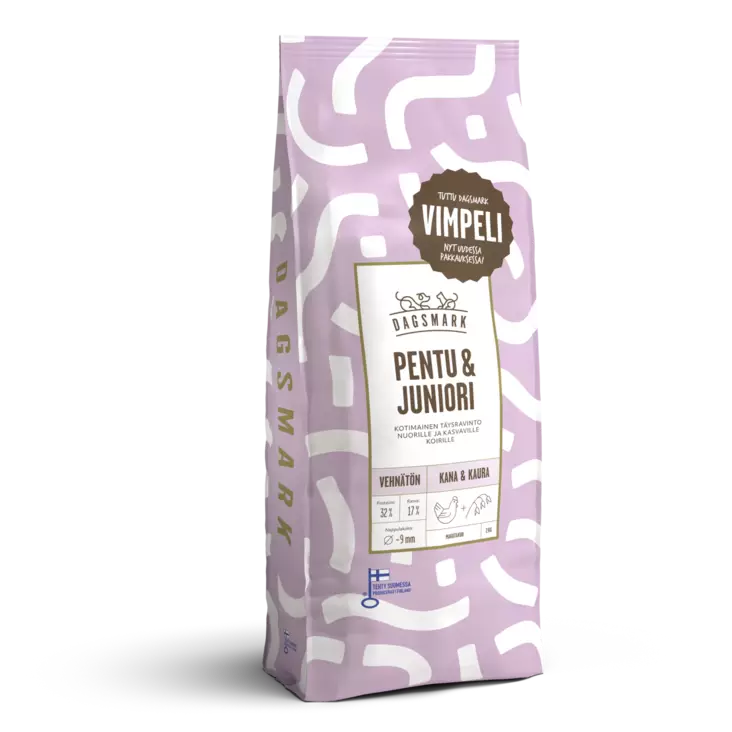 Dagsmark pentu ja juniori koiran kuivaruoka 2kg vehnätön kana-kaura - Koiran kuivaruoat - 6430066383887 - 1