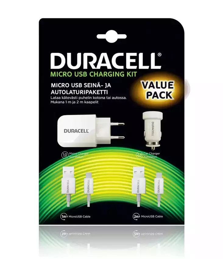 Duracell MICRO-USB laturisetti - Puhelintarvikkeet ja laturit - 5055190173817 - 1