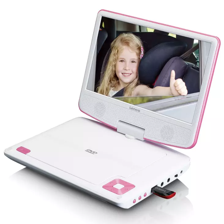 Dvd-soitin 9" lenco dvp-910 kannettava pinkki - Radiot, soittimet ja radiopuhelimet - 8711902037897 - 1