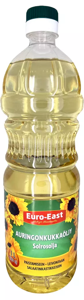 Euro-East auringonkukkaöljy raffinoitu 1 - Ruokaöljyt - 6430044380297 - 1