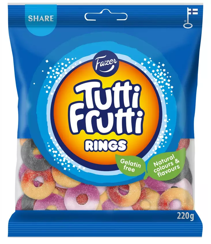 Fazer Tutti Frutti Rings 220g - Makeiset - 6416453051317 - 1