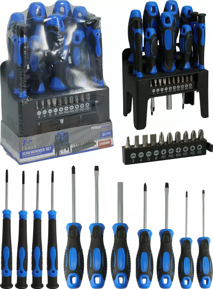 FX ruuvimeisselisetti 21kpl telineessä - Ruuvimeisselit - 8721037542807 - 1