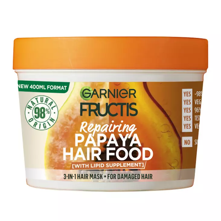 Garnier Fructis Hair Food Papaya hiusnaamio vaurioituneille hiuksille 400ml - Shampoot - 3600542511117 - 1