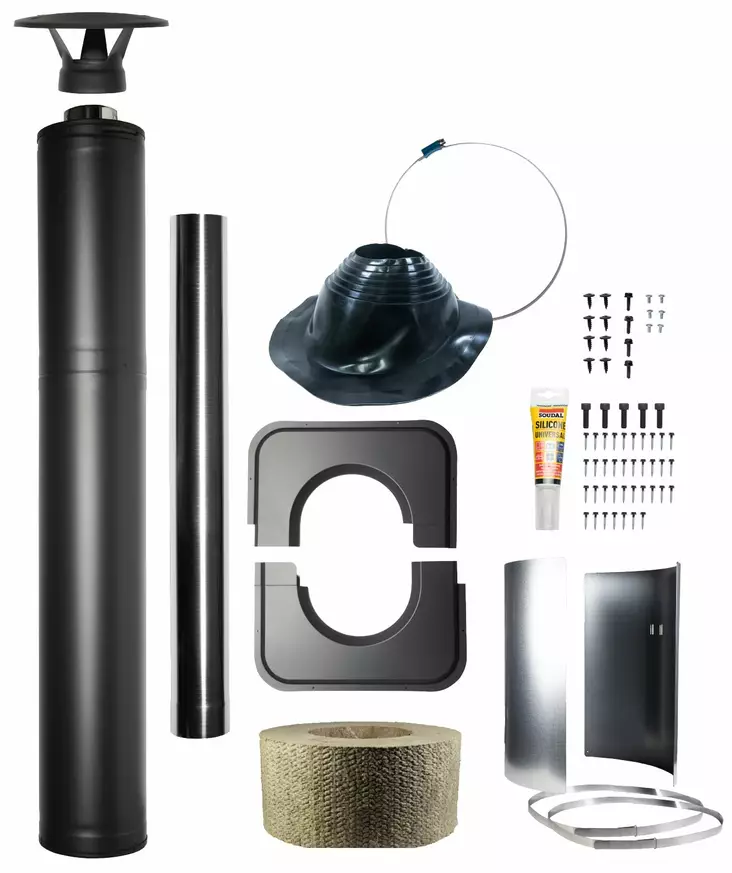 Harvia saunapiippupaketti 115mm musta 2,5m - Kiuastarvikkeet - 6417659019217 - 1