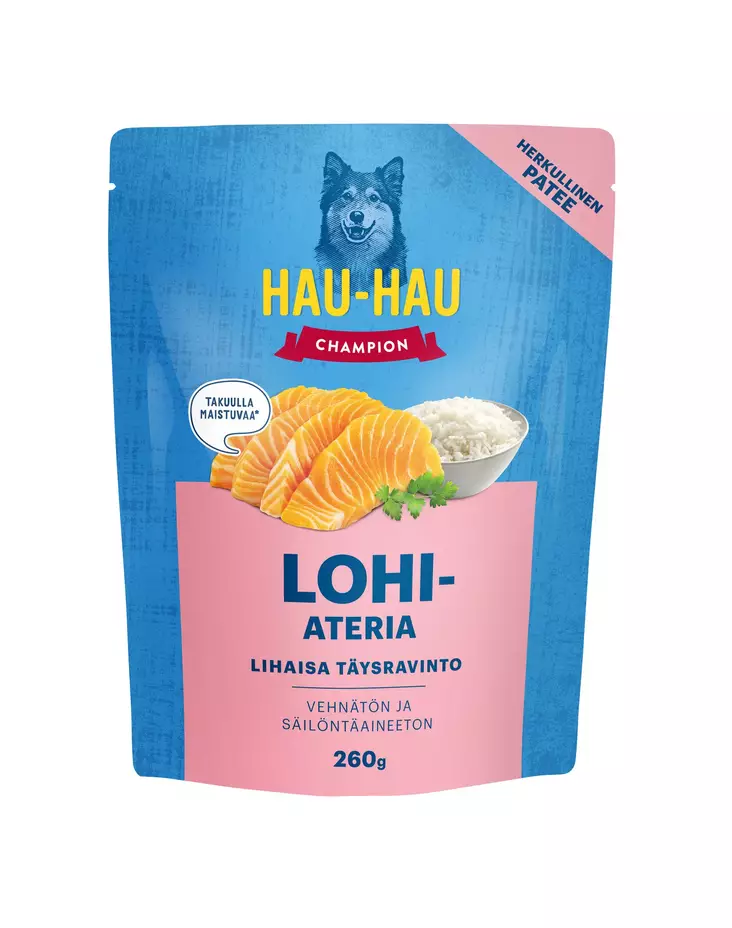 Hau-Hau Champion Lohiateria 260G - Koiran märkäruoat - 6430062465907 - 1