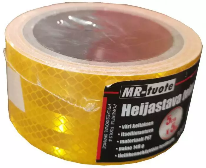 Heijastava teippi keltainen 5cm x 5 m - Teipit - 6430074693657 - 1