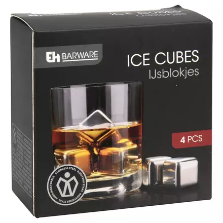 Kestojääpala teräs 4kpl - Kylmälaukut,kylmäkallet ja jääpalamuotit - 8720573501927 - 1