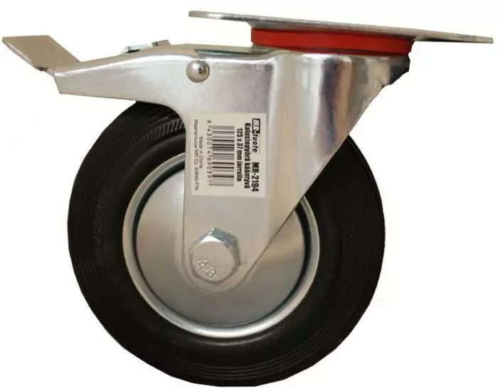 Kalustepyörä kääntyvä 125x37mm jarrulla - Huonekalupyörät - 6430074690397 - 1