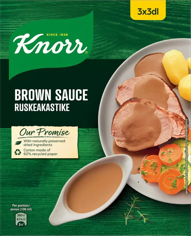 Knorr Kastikeaines Ruskeakastike 3x22g - Kuivaruoka-aineet, keitot ja kastikkeet - 8710604735667 - 1