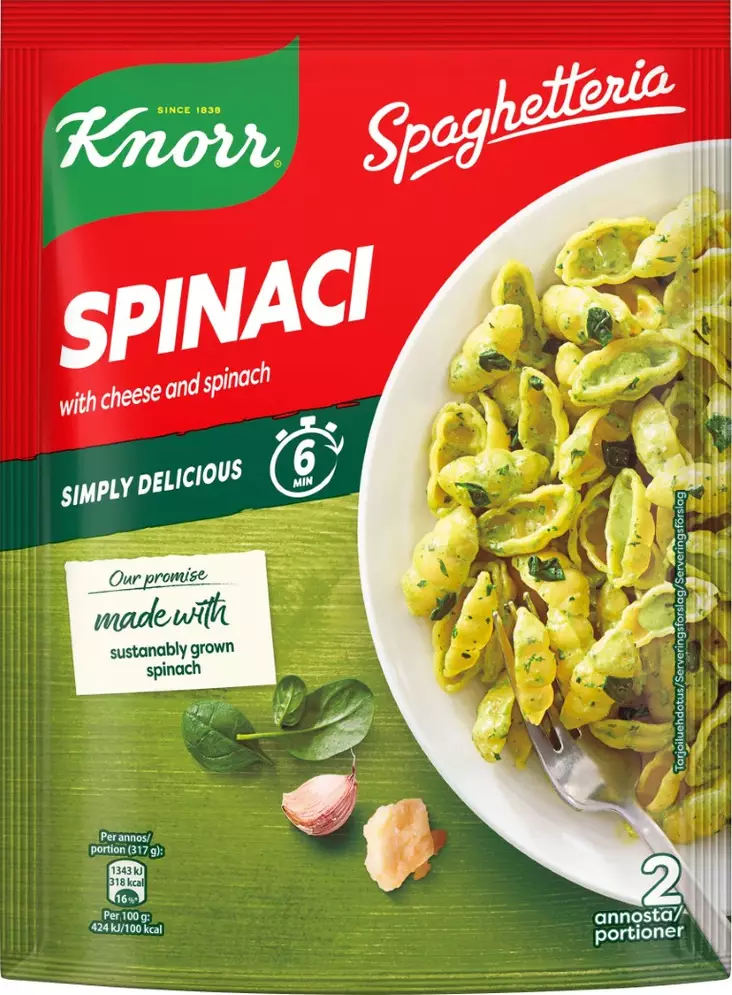 Knorr Spaghetteria 160 g Spinach - Elintarvikkeet - 8720182408587 - 1