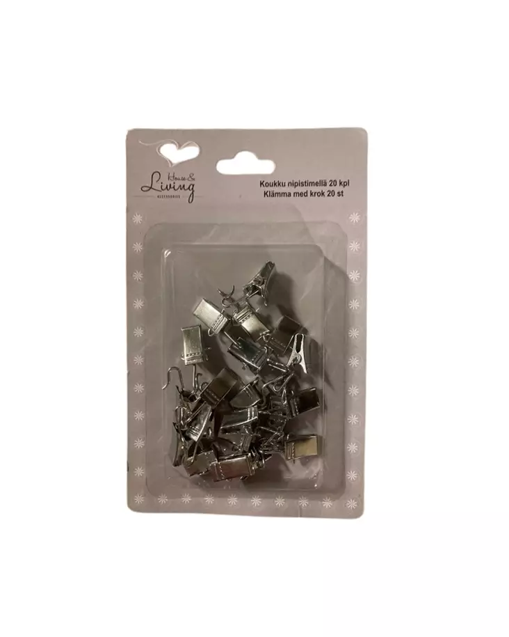 Koukku nipistimellä 20kpl - Verhotarvikkeet - 6438159305327 - 1